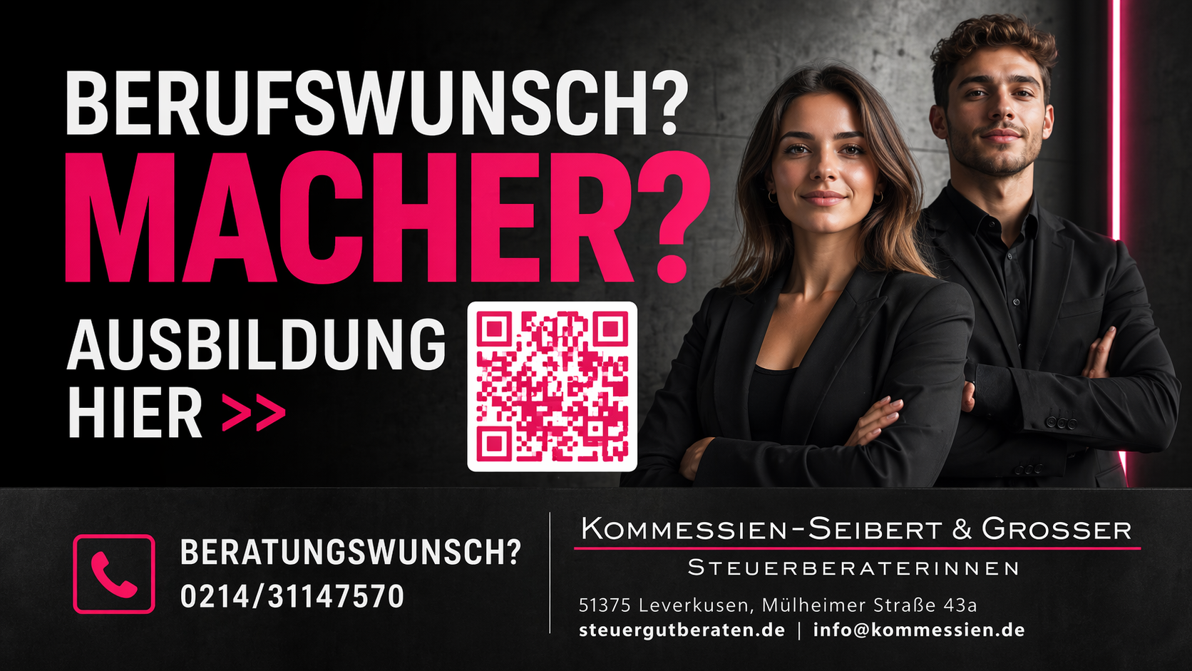 Berufswunsch Macher? Ausbildung bei Kommessien-Seibert & Grosser Steuerberaterinnen in Leverkusen